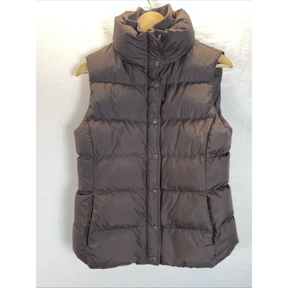 J.Crew Down Puffer Vest Women's‎ M Brown Button Pockets Warm Vtg y2k - Picture 1 of 9